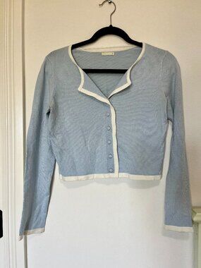 GU Light Blue Cardigan with White Detailing